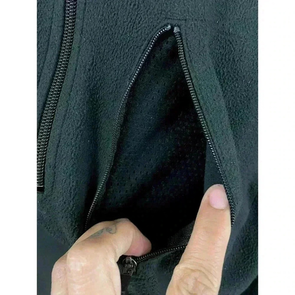 LL Bean Black Fleece Pullover Sweater LARGE Mens Casual 1/4 Zip Long Sleeve - Picture 3 of 6